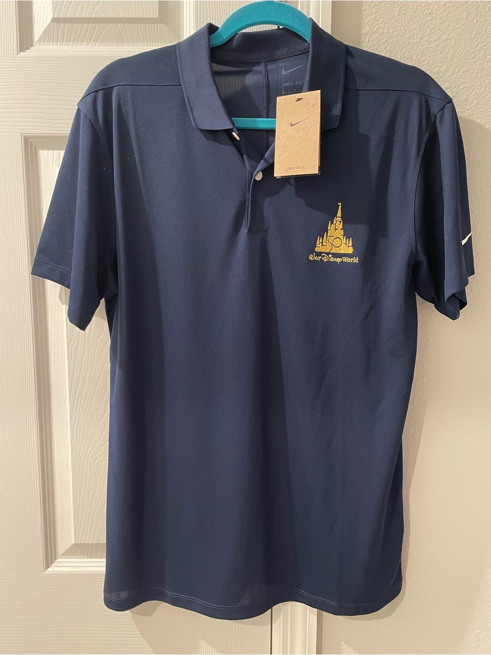 Nike Men’s Navy Polo Gold Walt Disney World 50th Anniversary Logo